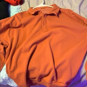 Over sized brandy quarter button sweatshirt